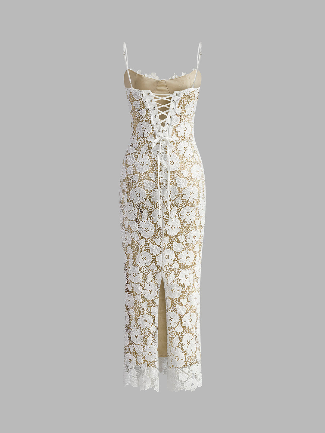 Semi-Sheer Double Layer Lace Cami Dress