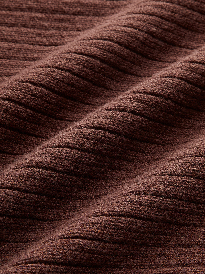 Semi-Sheer Piping Ruffle Drawstring Knit Dress