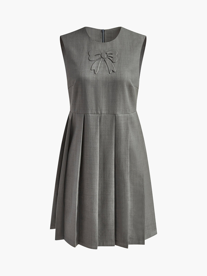 Crew Neck Panel Pleated Tank Dress