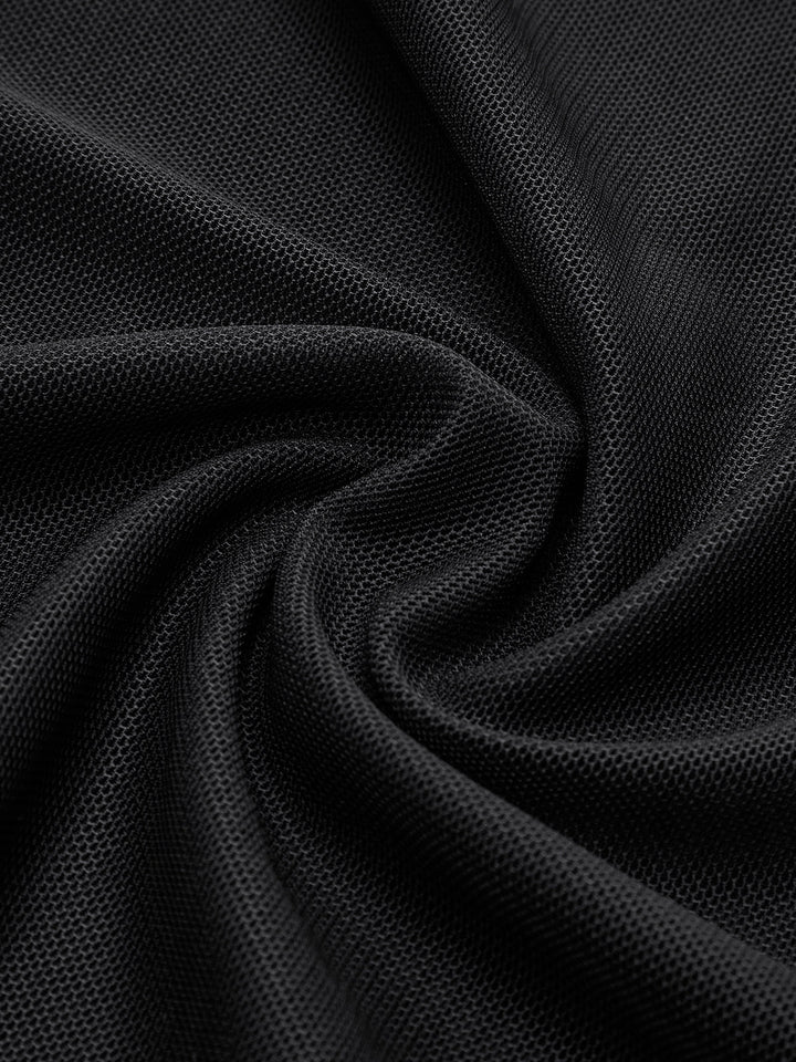 Mock Neck Printed Mesh Dress