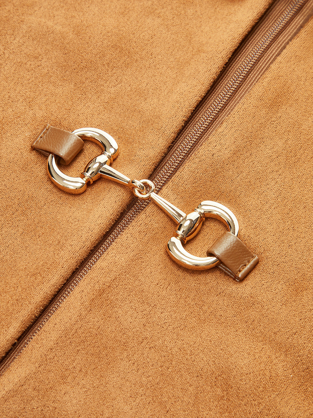 Suede Effect Metal-Detail Short Dress