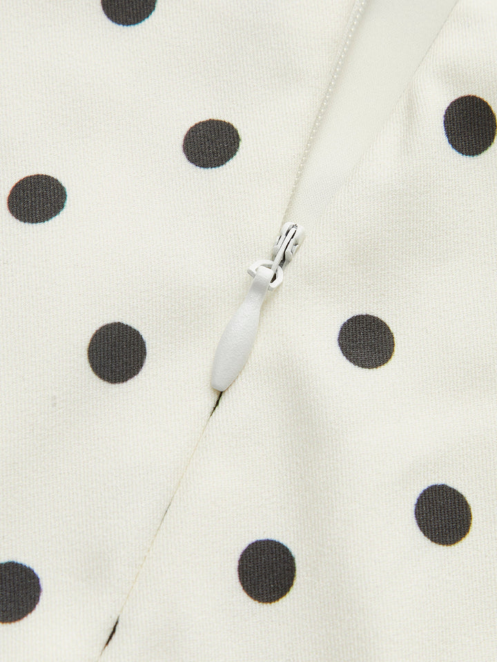 Polka Dot Lace-Up Back Dress