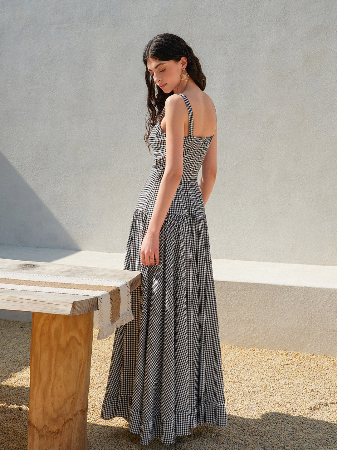 Gingham Belted Sleeveless Dress