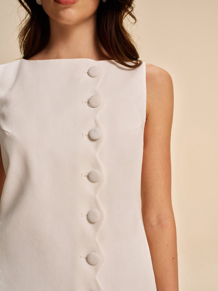 Button-Detail A-Line Dress