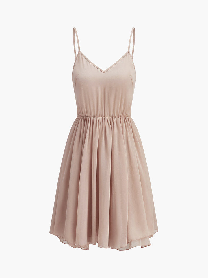 Semi-Sheer Chiffon Ruffle Dress With Outer Cape