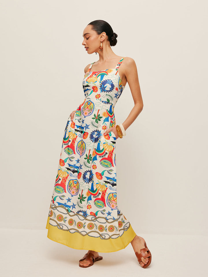 Colorful Print Strappy Dress