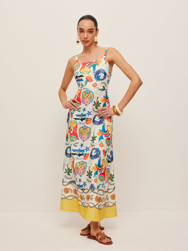 Colorful Print Strappy Dress