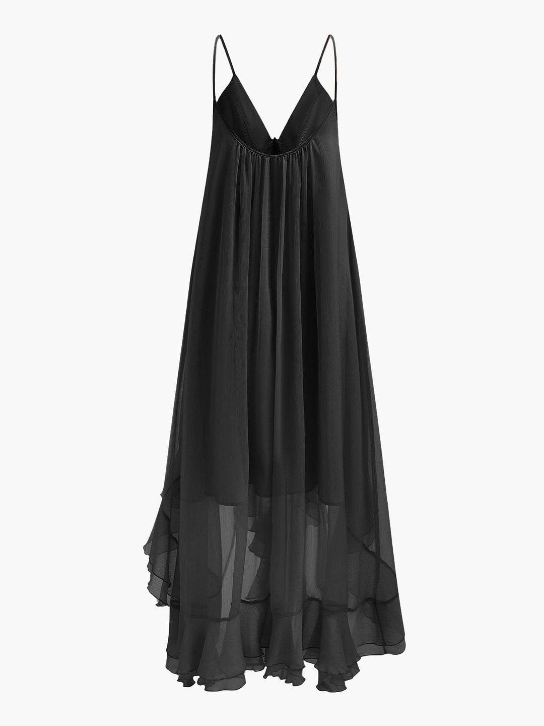 Semi-Sheer Chiffon Layered Dress With Cloak
