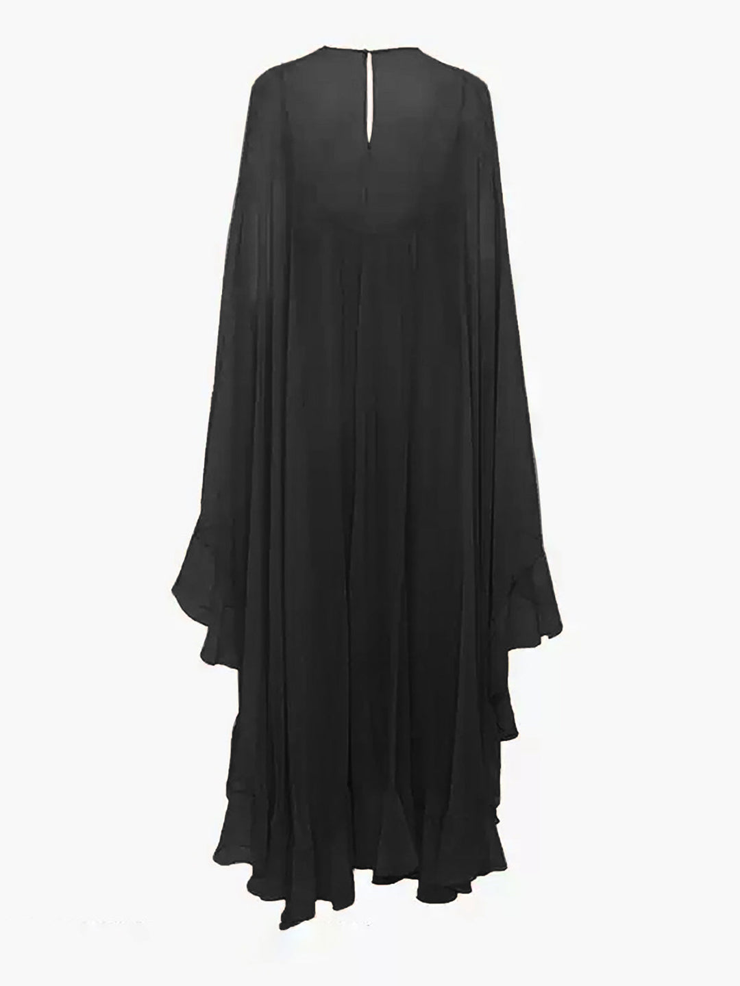 Semi-Sheer Chiffon Layered Dress With Cloak
