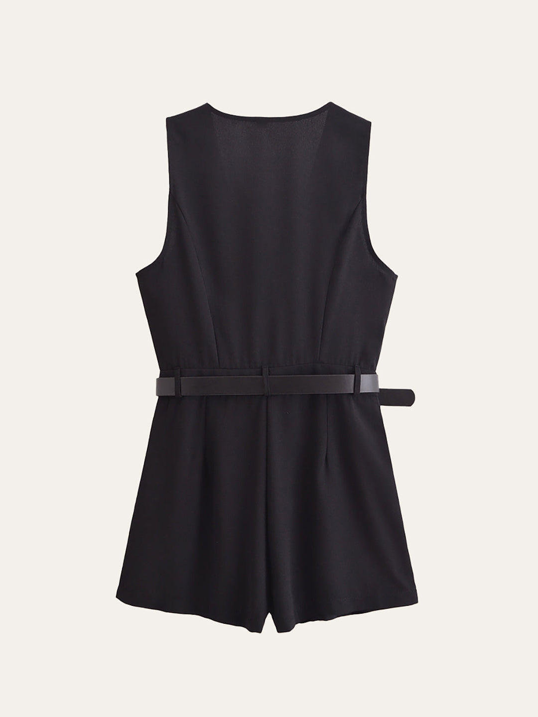 Gold Button Detail Belted Jumpsuit