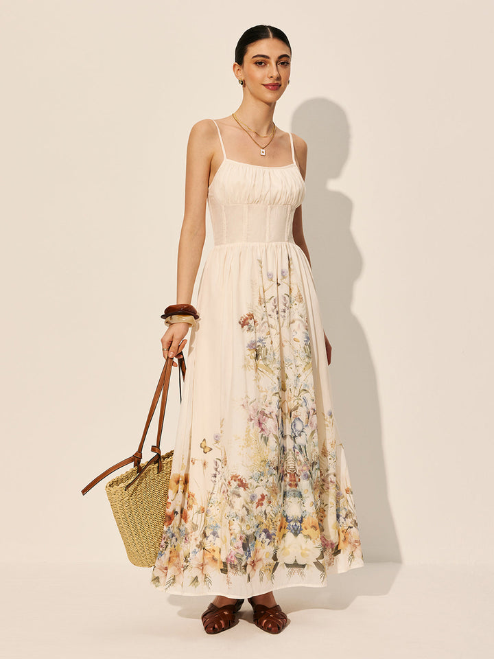 Square Neck Floral Print Dress