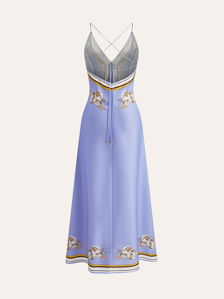 Casual Floral Printed Halter Long Dress