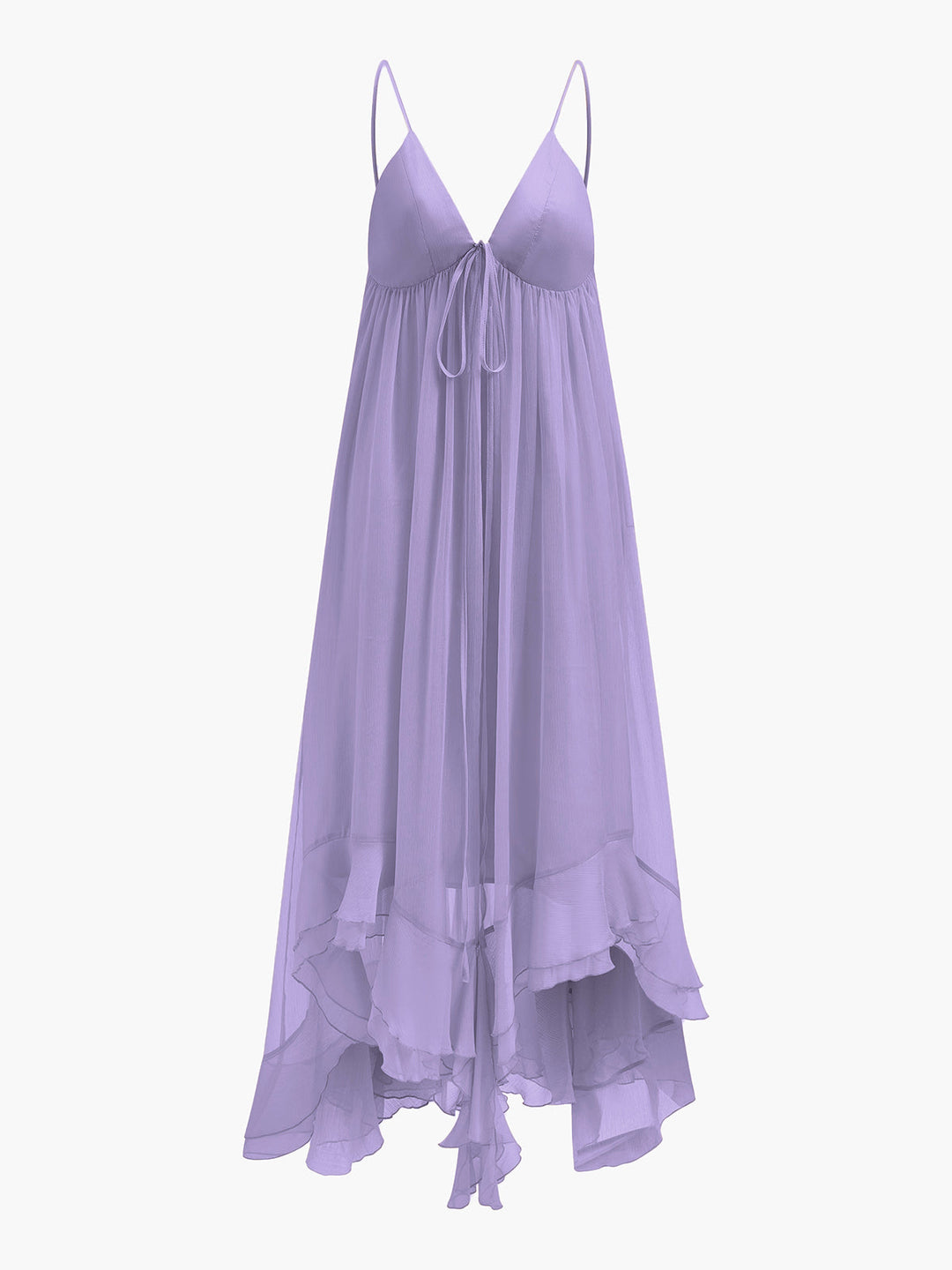 Semi-Sheer Chiffon Layered Dress With Cloak