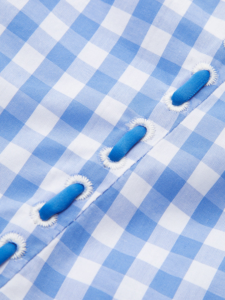 Lace-Up Checkerboard Corset Dress