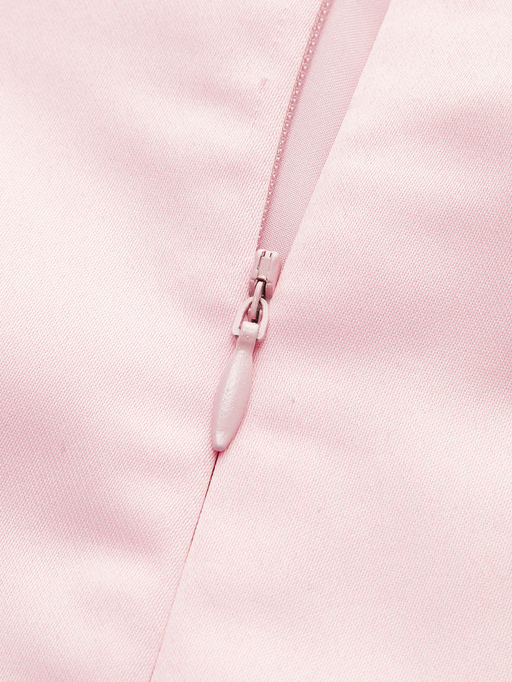 Satin Asymmetrical Embellished Strapless Dress