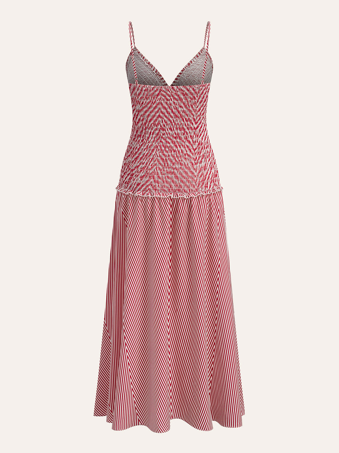 Shirred V-Neck Sleeveless Pleated Dress