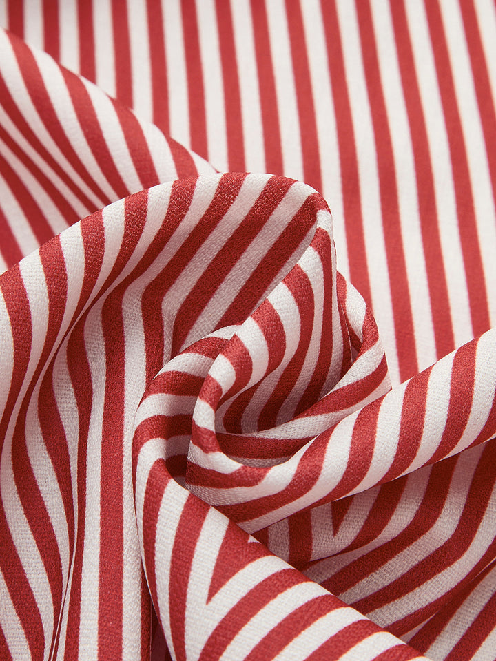 Shirred V-Neck Sleeveless Pleated Dress