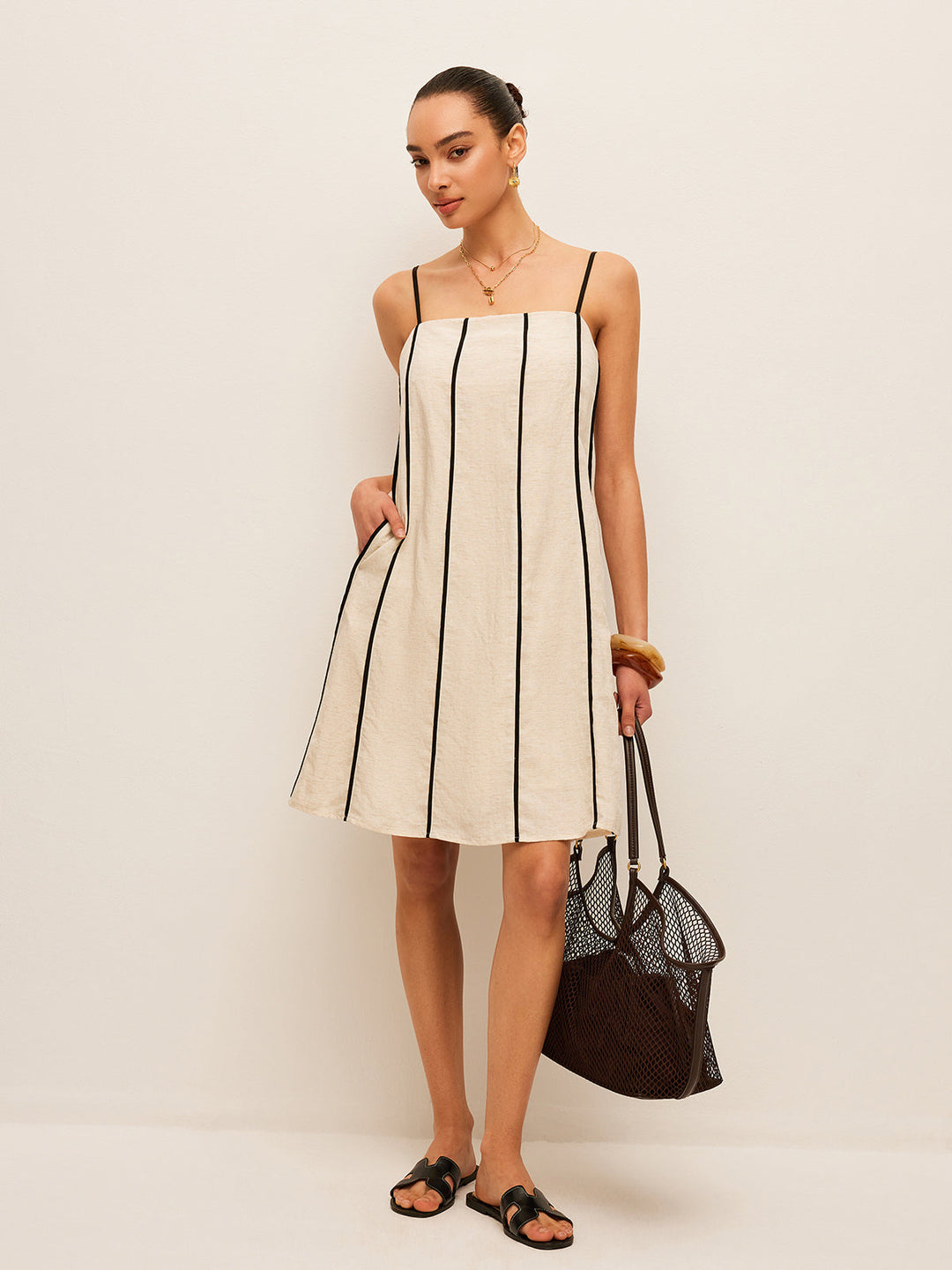 Cotton & Linen Striped Dress