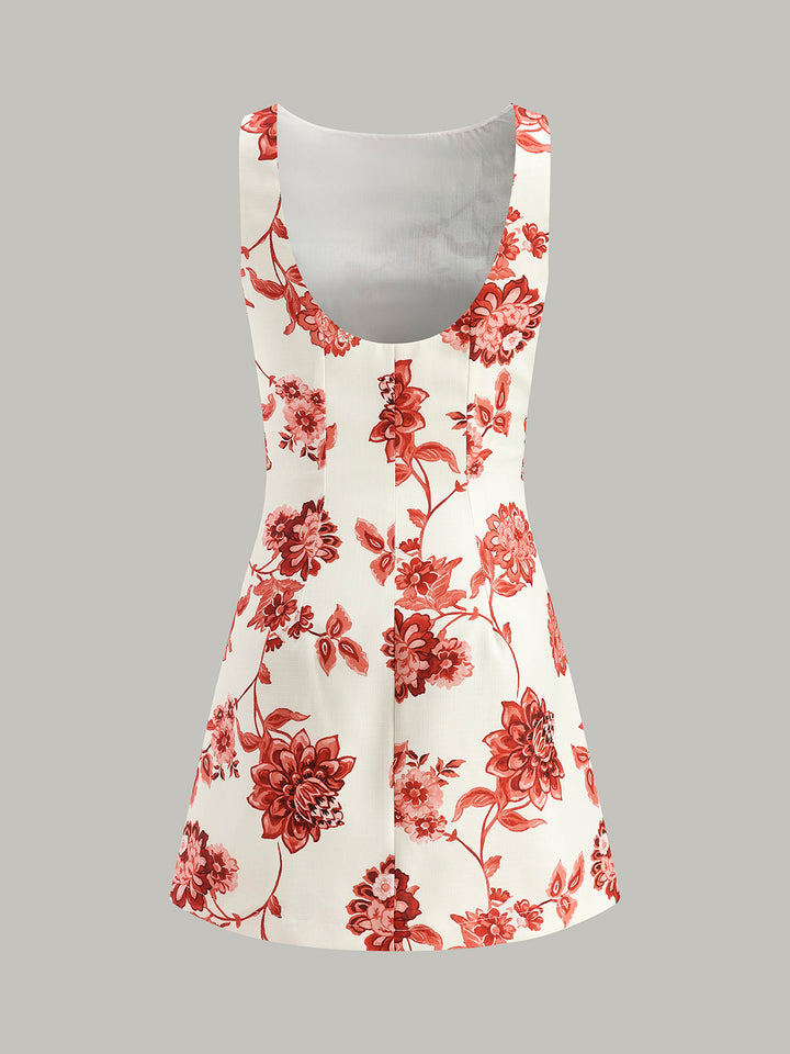 Floral Backless A-Line Dress