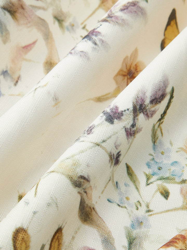 Belted Balloon Sleeve Floral Dress