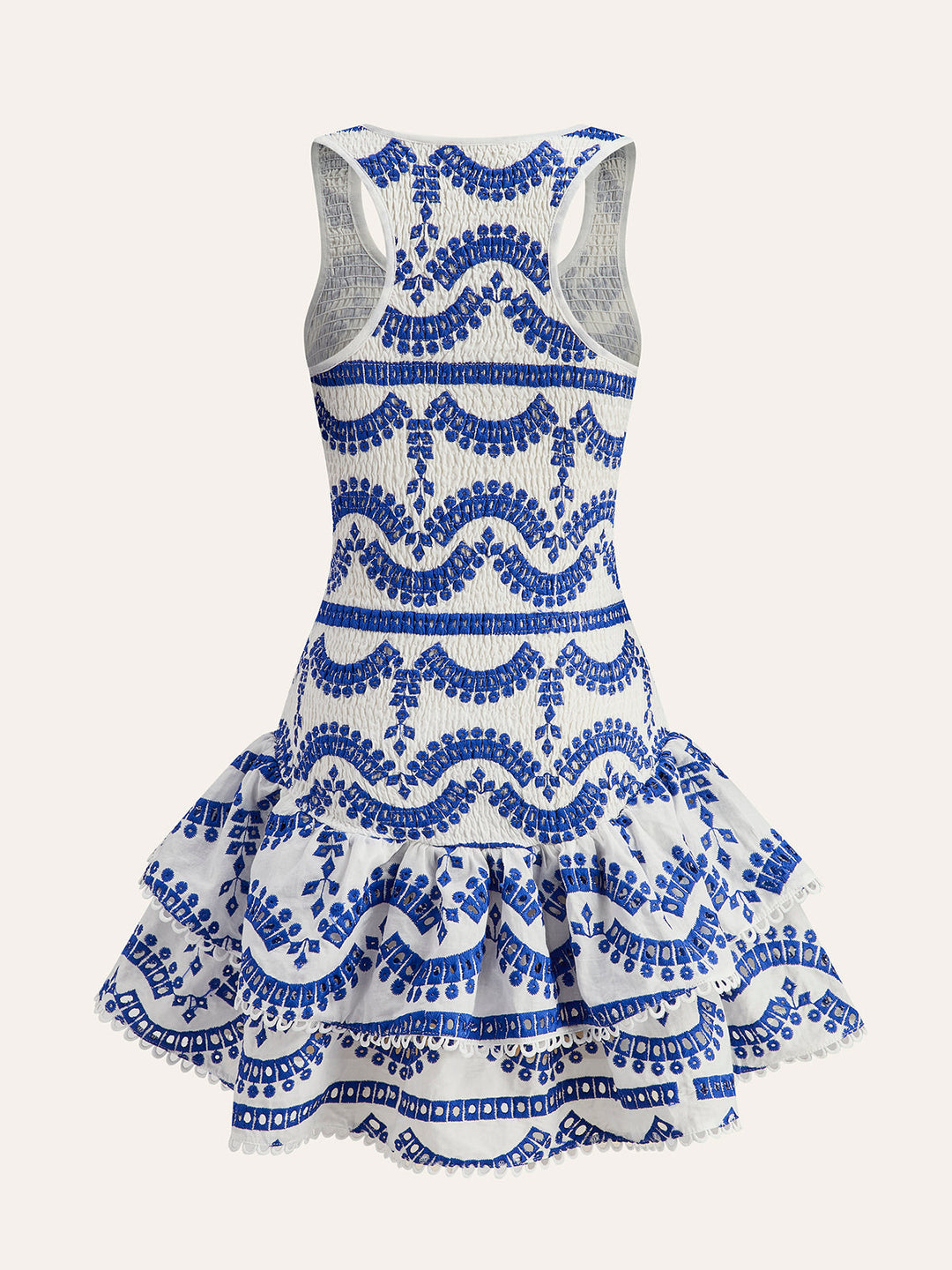 Embroidered Ruffled Sleeveless Dress