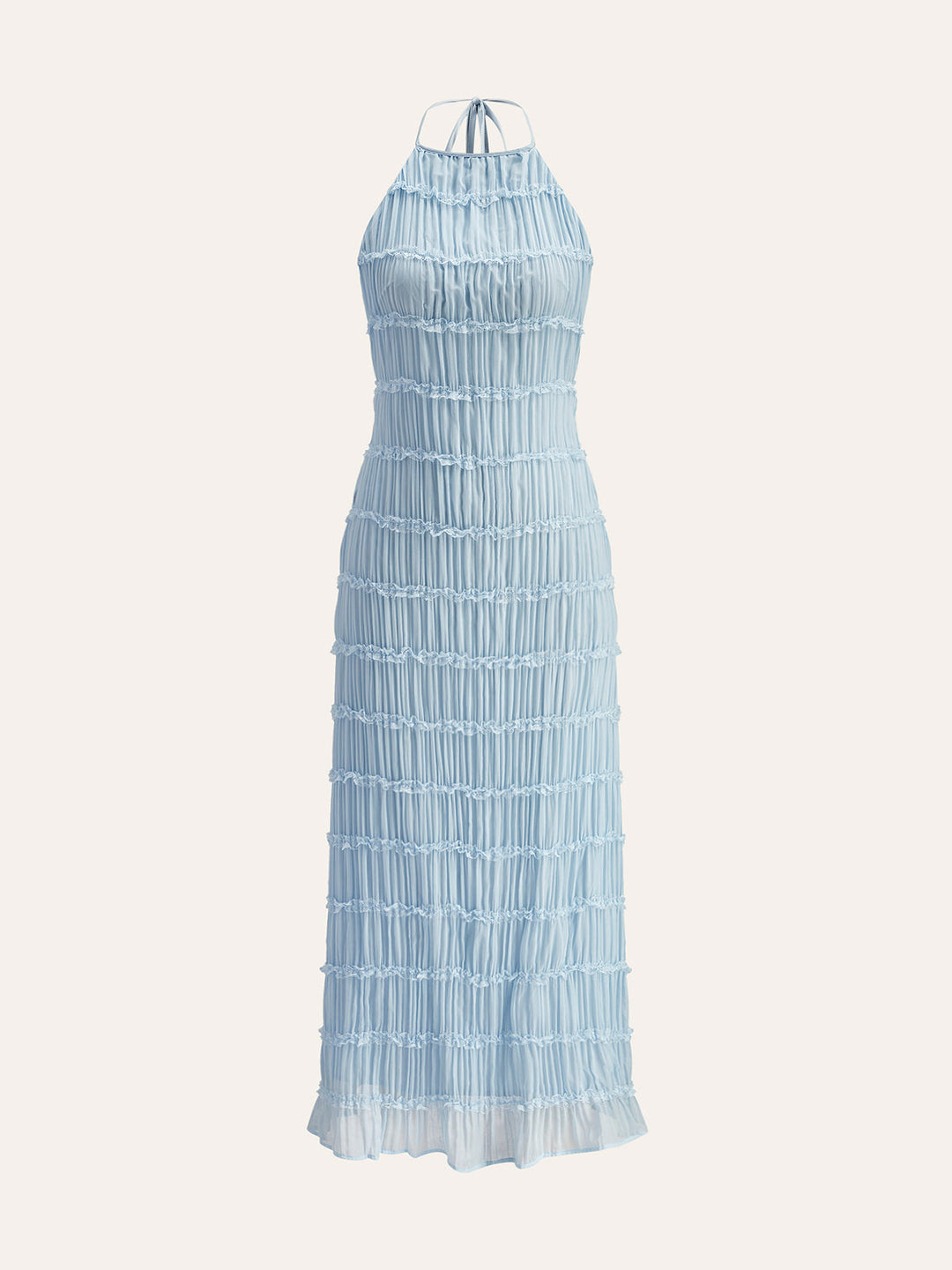 Halter Strappy Back Ruffled Dress