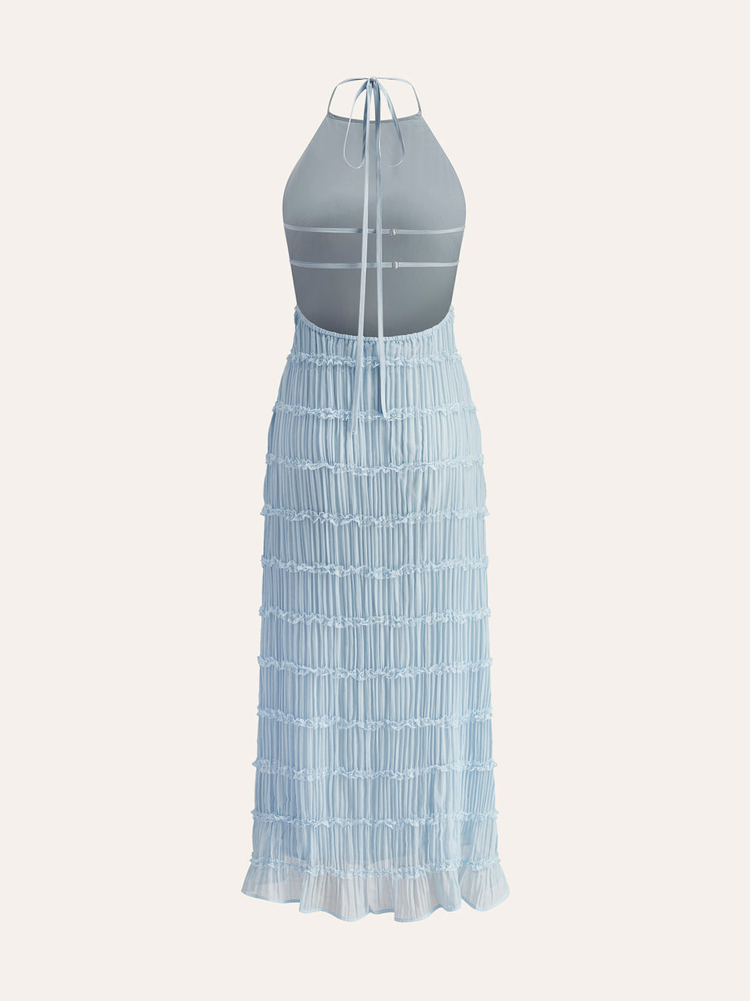 Halter Strappy Back Ruffled Dress