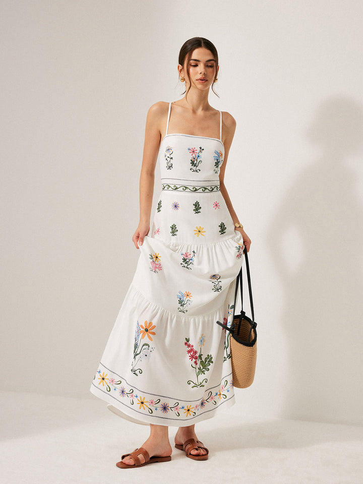 Boho Lace-Up Back Cami Dress