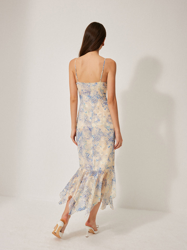 Chiffon Tie-Front Flared Hem Dress