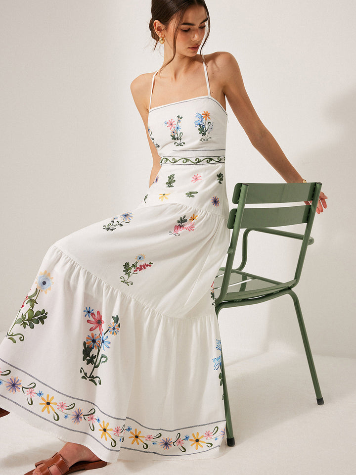 Boho Lace-Up Back Cami Dress