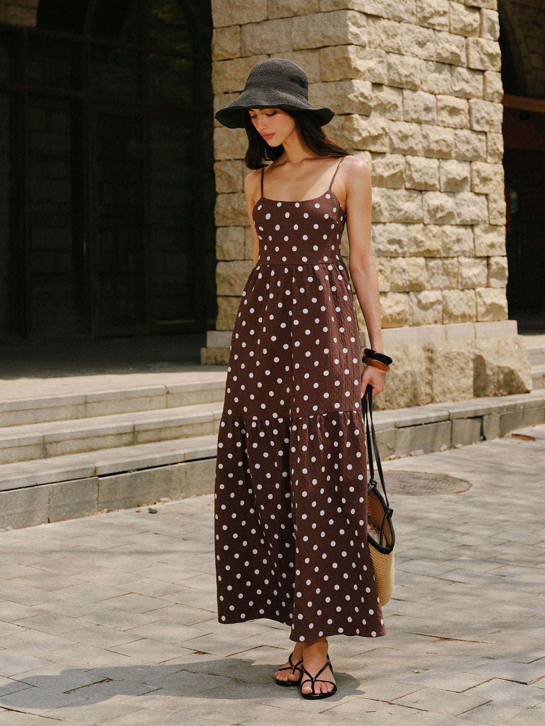 Cotton Backless Polka Dot Dress