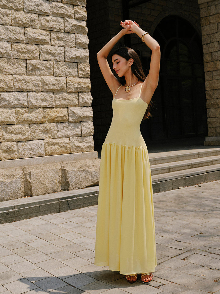 Pleated Hem Cami Sweater Dress