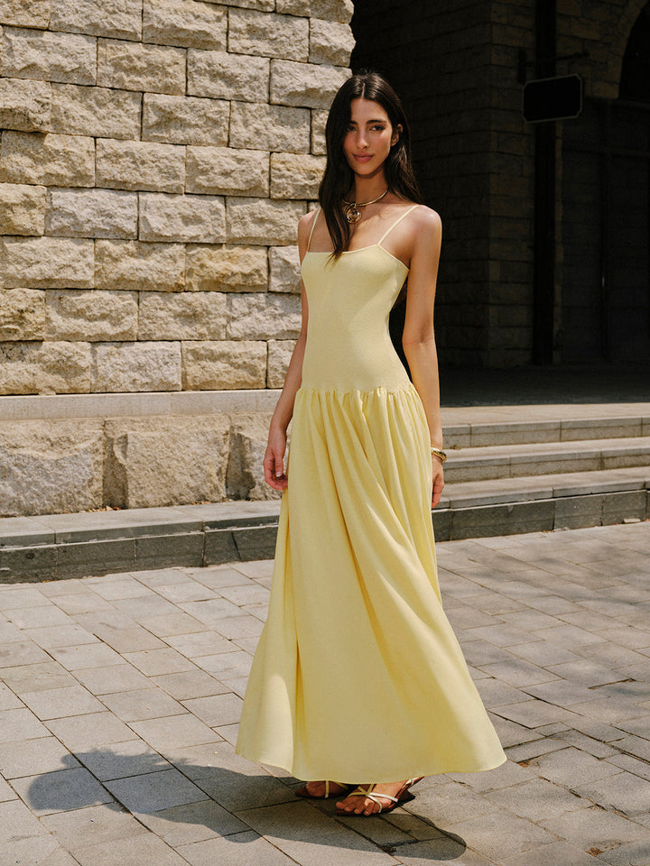 Pleated Hem Cami Sweater Dress