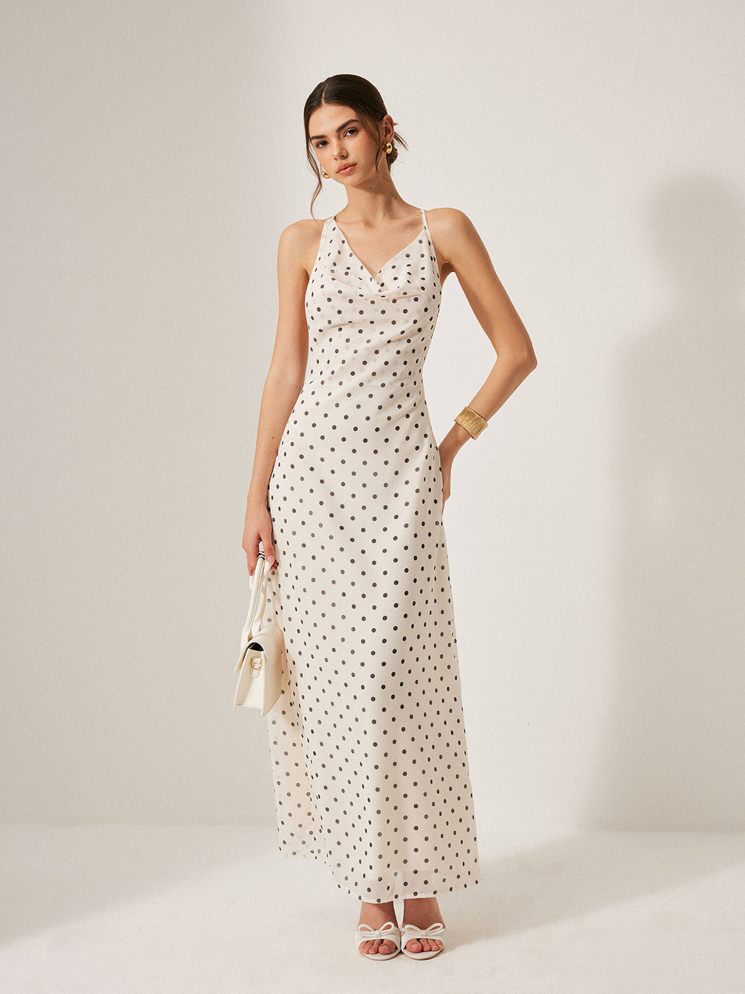 Chiffon Backless Polka Dot Tie Dress