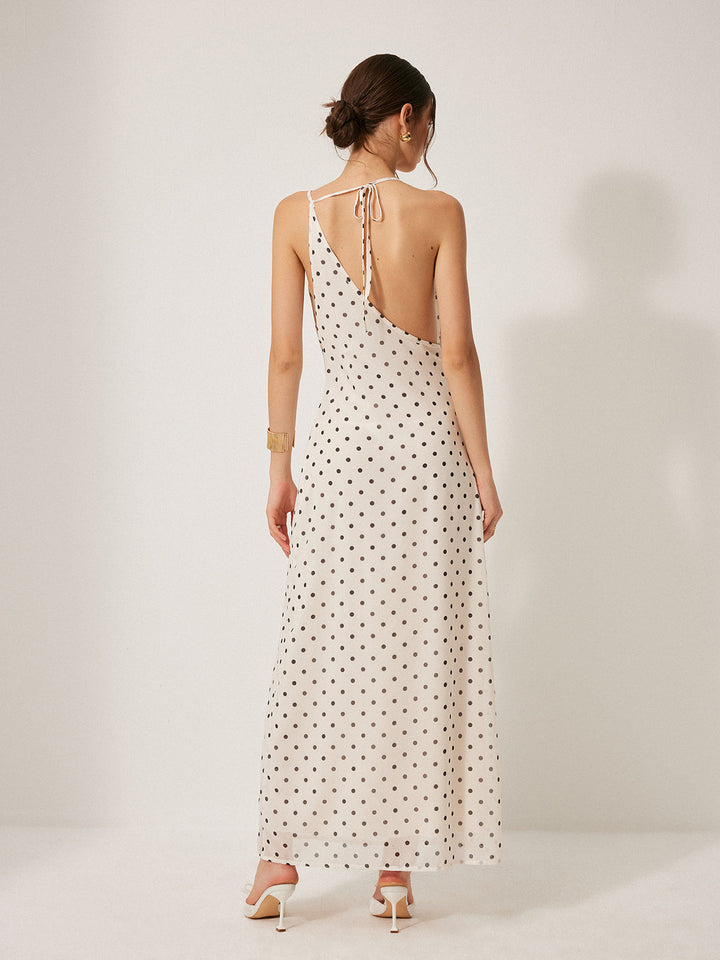 Chiffon Backless Polka Dot Tie Dress