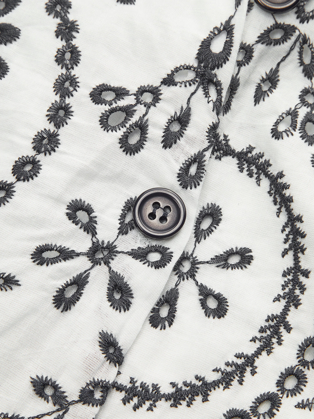 Embroidered V-Neck Belted Dress