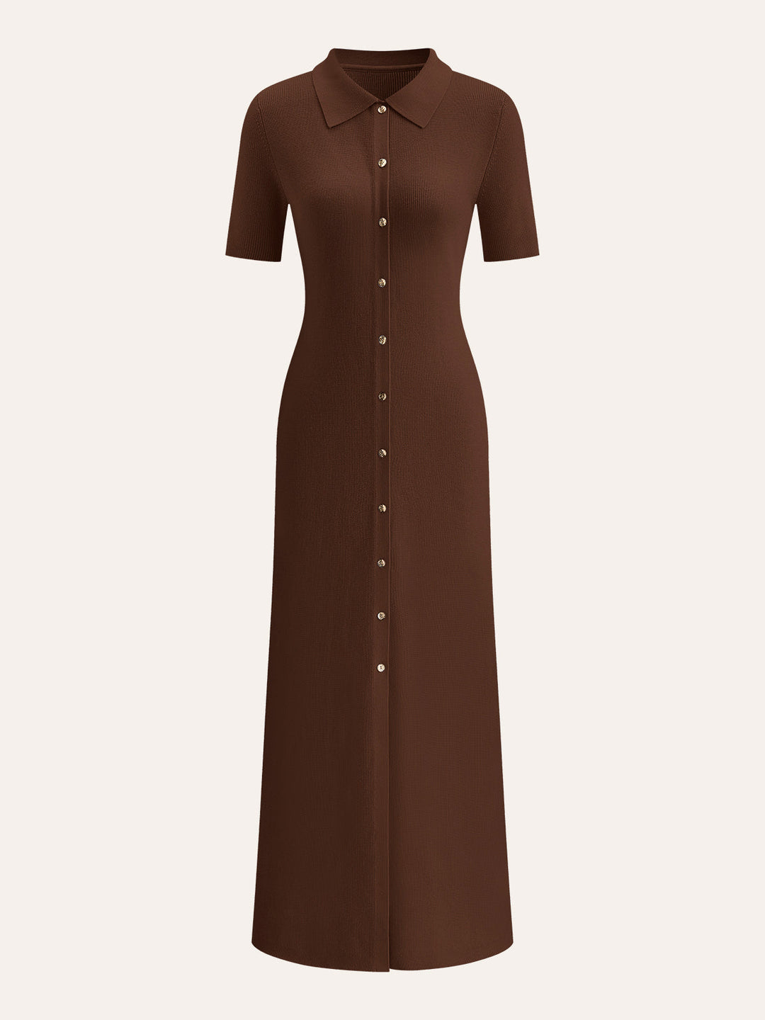 Metal Button Collar Midi Dress