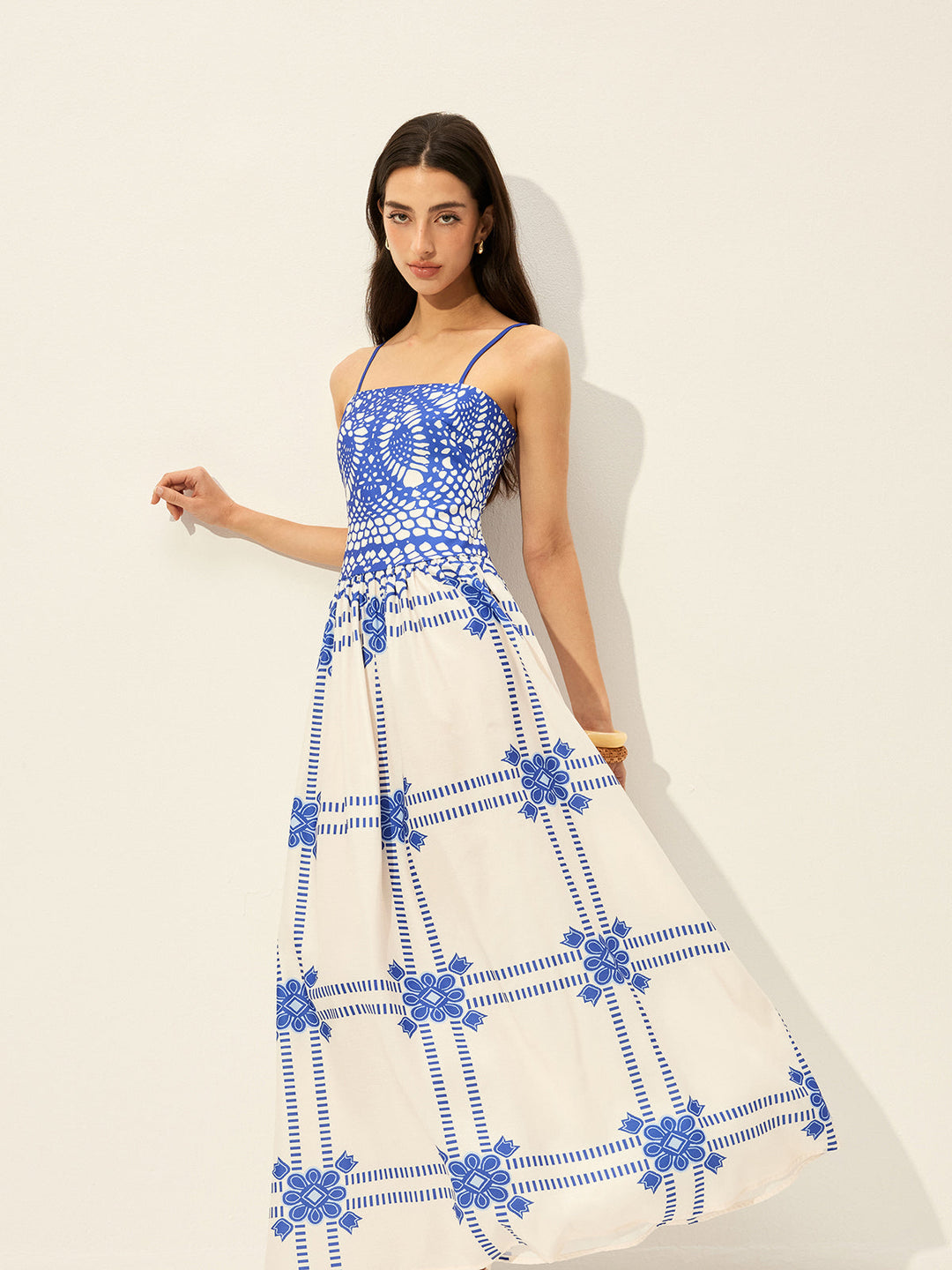 Print Adujstable Spaghetti Strap Zipper Dress