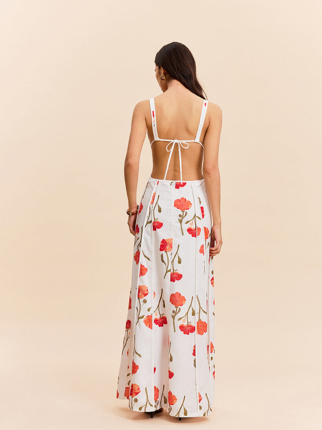 Floral Cut-Out Tie-Back Dress