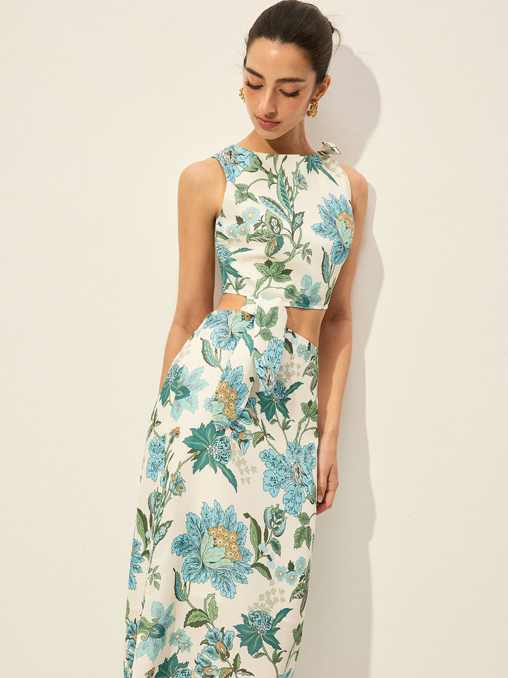 Floral Print Cut-Out Dress