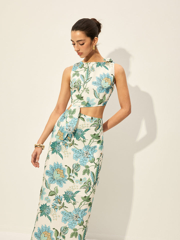 Floral Print Cut-Out Dress