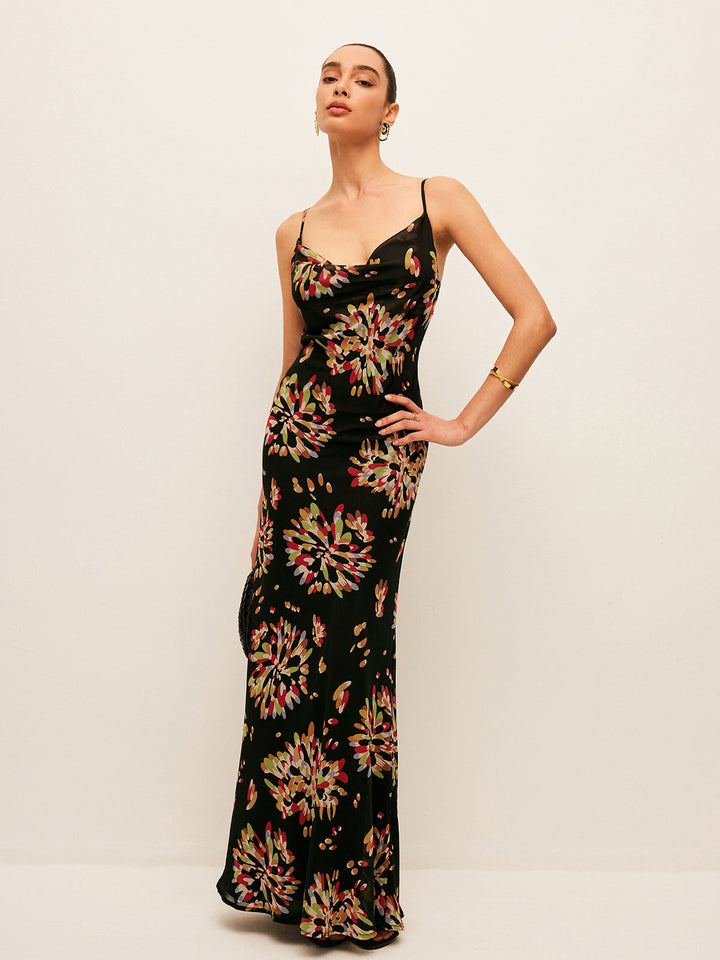 Semi-Sheer Boho Tied Back Chiffon Cami Dress