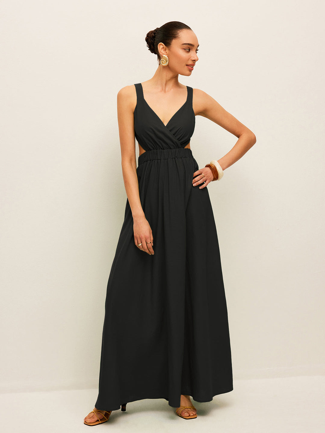 Cotton & Linen Back Tie Detail Dress