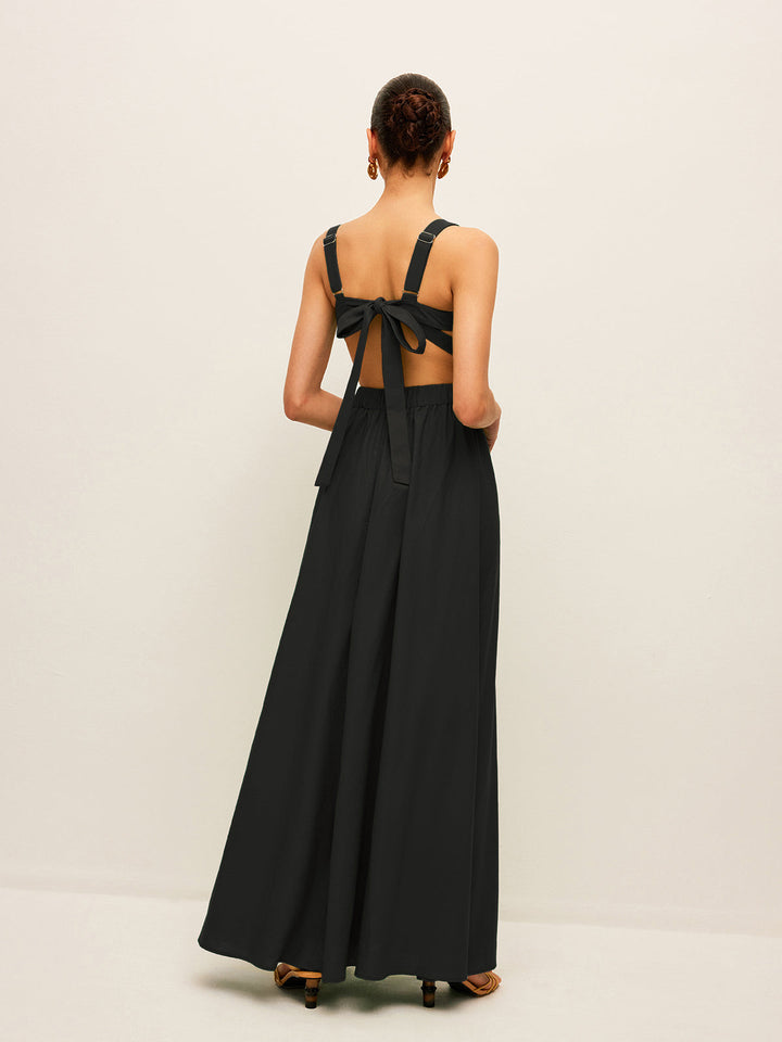 Cotton & Linen Back Tie Detail Dress