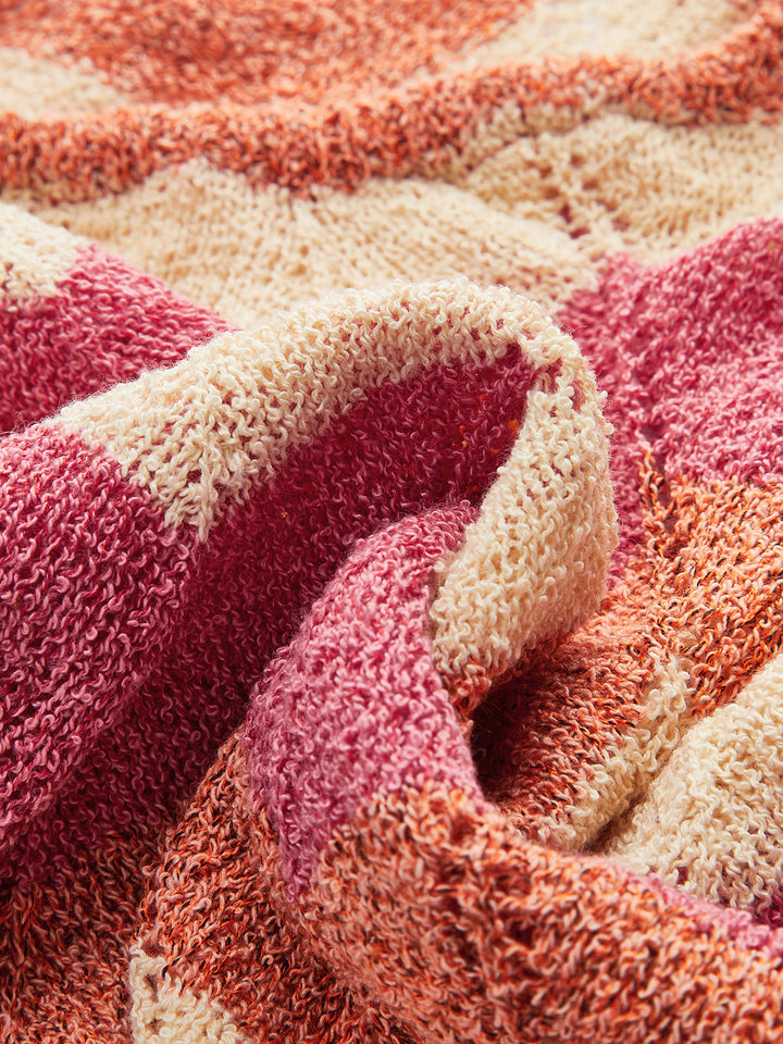 Color Block Halter Knotted Split Sweater Dress