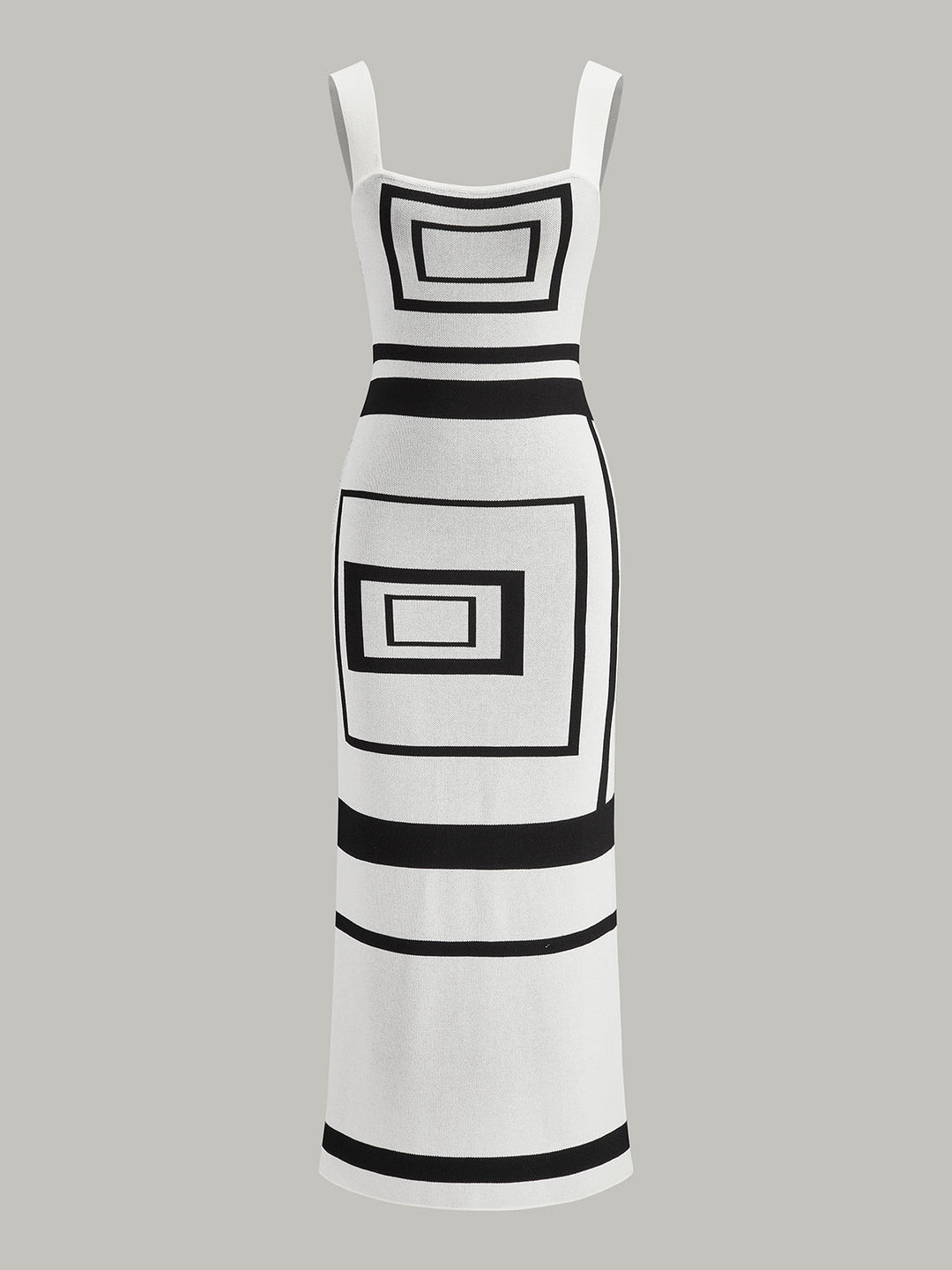 Geometrical Panel Square Neck Sweater Dress