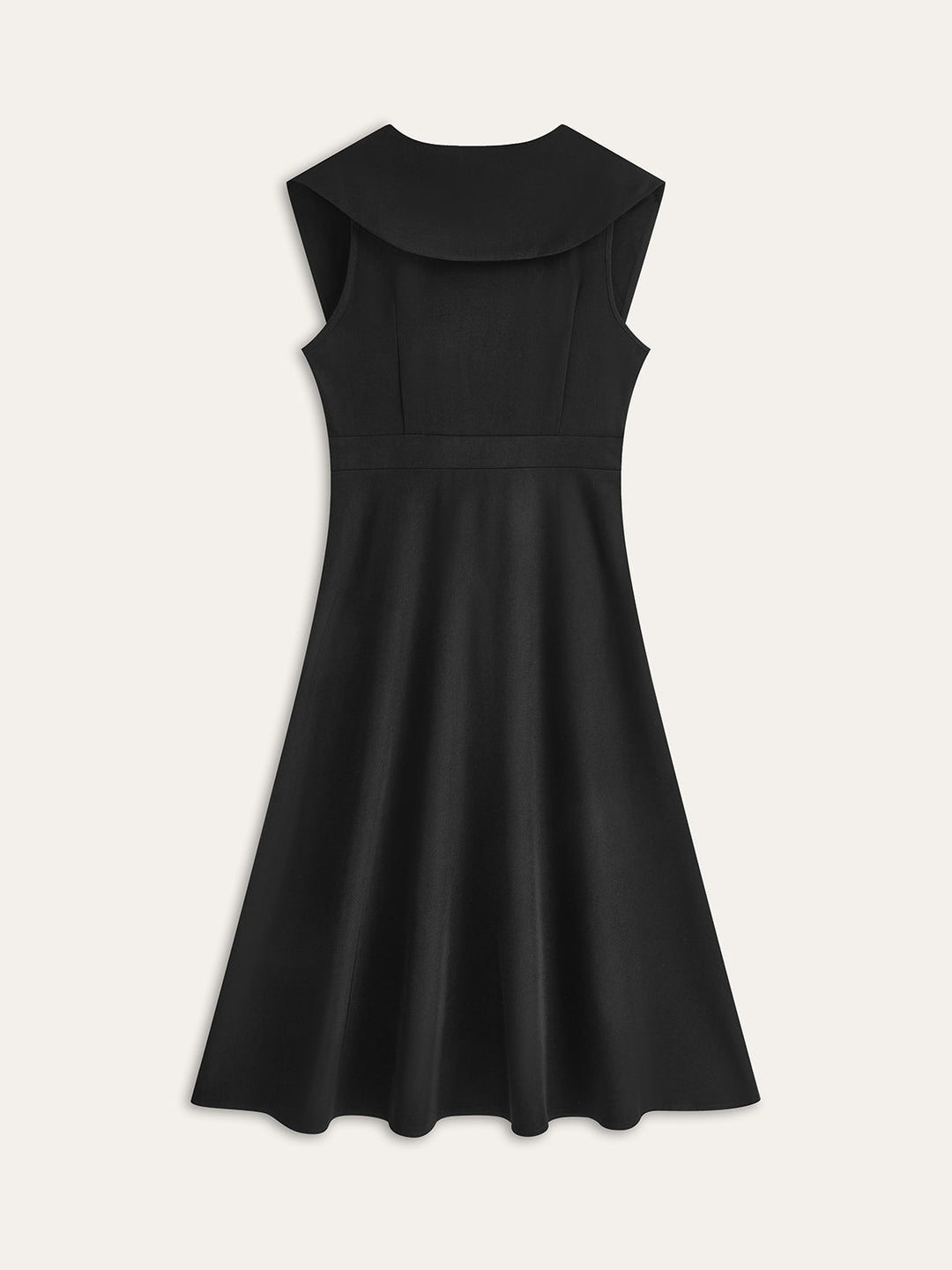 Wide Collar Button-Down Pleated Dress