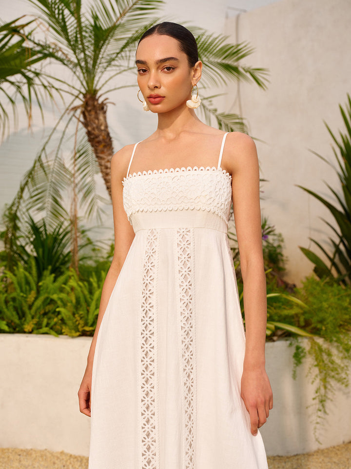 Lace Trim Cotton Cami Dress