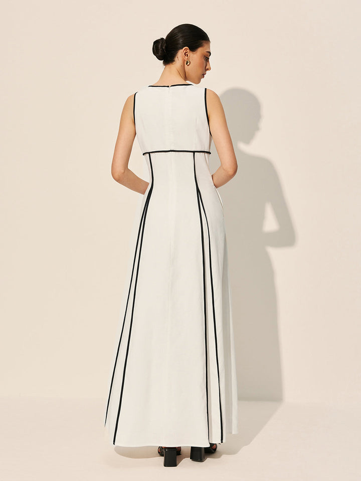 Contrast Trim Dress With Pockets