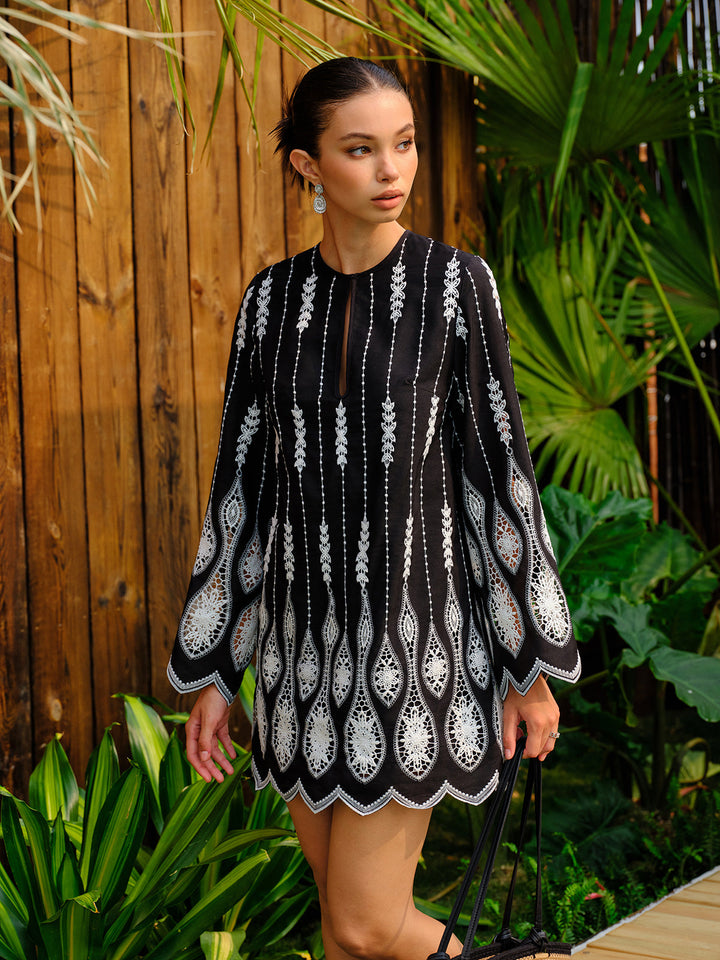 Embroidered Boho A-Line Dress